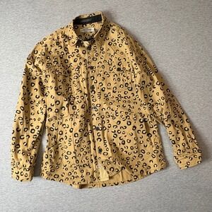 AKOO Mens XL Button Up Long Sleeve Leopard Print Shirt